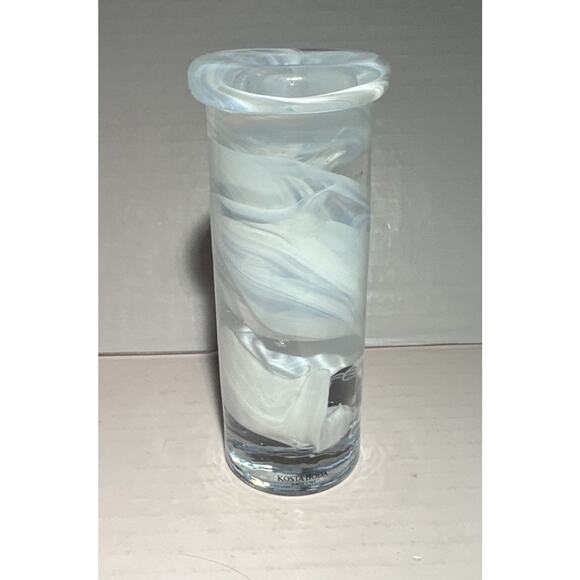 Kosta Boda White Atoll Candlestick Holder Vintage Art Glass MINT - Picture 1 of 7